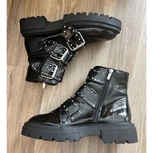 Steven by Steve Madden ALAINE studded buckle patent leather whimsigoth SZ:‎ 7.5